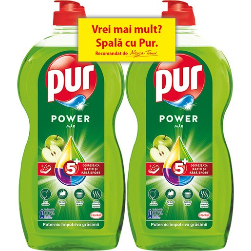 Detergent de vase PUR Power Apple, 2x 1.2l Detergent de vase PUR Power Apple, 2x 1.2l