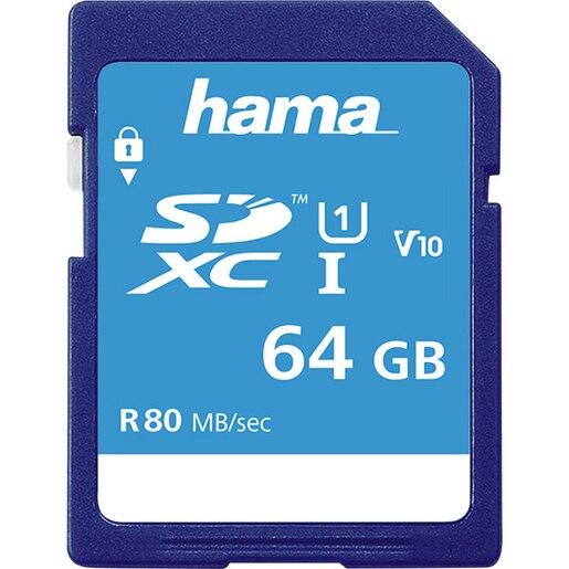 Card de memorie HAMA 124136, SDXC, 64GB, 80MB/s, clasa 10/U1/V10, UHS-I Card de memorie HAMA 124136, SDXC, 64GB, 80MB/s, clasa 10/U1/V10, UHS-I