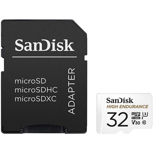 Card de memorie SANDISK High Endurance, microSDHC, 32GB, 100MB/s, clasa 10/U3/V30, UHS-I, adaptor Card de memorie SANDISK High Endurance, microSDHC, 32GB, 100MB/s, clasa 10/U3/V30, UHS-I, adaptor
