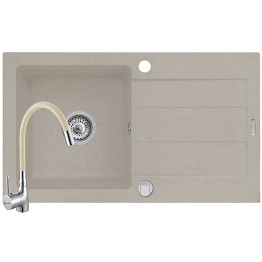 Pachet chiuveta PYRAMIS Altexia Flex, 1 cuva, picurator reversibil, compozit granit + baterie 202100271, bej Pachet chiuveta PYRAMIS Altexia Flex, 1 cuva, picurator reversibil, compozit granit + baterie 202100271, bej