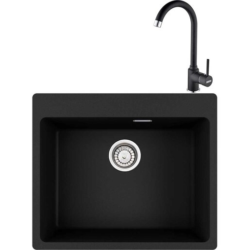 Pachet chiuveta FRANKE Fragranite MRG 610-54, 1 cuva, granit + baterie Pola 1.0, negru Pachet chiuveta FRANKE Fragranite MRG 610-54, 1 cuva, granit + baterie Pola 1.0, negru