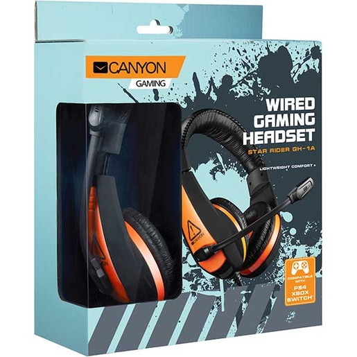 Casti Gaming CANYON Star Raider CND-SGHS1A, stereo, multiplatforma, 3.5mm, negru-portocaliu Casti Gaming CANYON Star Raider CND-SGHS1A, stereo, multiplatforma, 3.5mm, negru-portocaliu