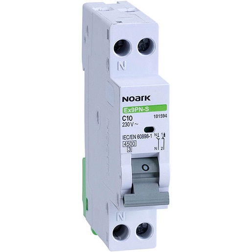 Siguranta automata modulara NOARK 101594, 1P + N, 10A, curba C Siguranta automata modulara NOARK 101594, 1P + N, 10A, curba C