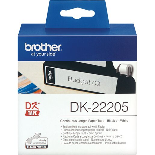 Banda etichete BROTHER DK-22205, 62 mm, 30.48 m, Negru pe Alb Banda etichete BROTHER DK-22205, 62 mm, 30.48 m, Negru pe Alb