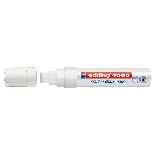 Marker pentru sticla EDDING 4090, creta lichida pe baza de apa, 4-15 mm, alb Marker pentru sticla EDDING 4090, creta lichida pe baza de apa, 4-15 mm, alb