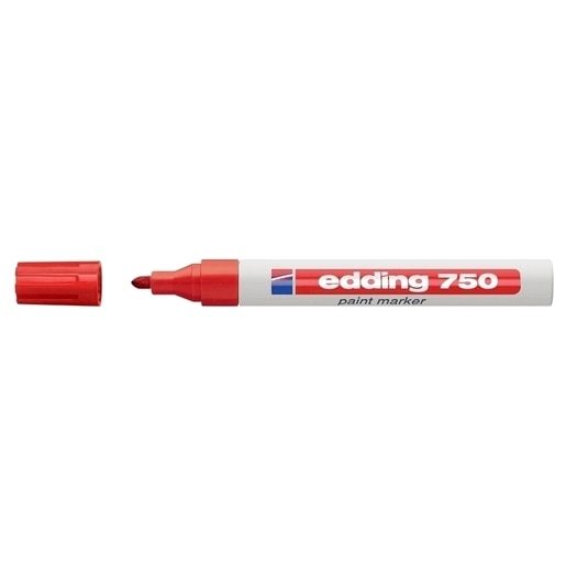 Marker permanent cu vopsea EDDING 750, corp metalic, 2-4 mm, rosu Marker permanent cu vopsea EDDING 750, corp metalic, 2-4 mm, rosu