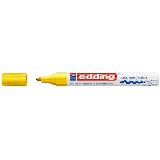 Marker permanent cu vopsea EDDING 750, corp metalic, 2-4 mm, galben Marker permanent cu vopsea EDDING 750, corp metalic, 2-4 mm, galben