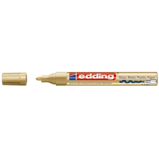 Marker permanent cu vopsea EDDING 750, corp metalic, 2-4 mm, auriu Marker permanent cu vopsea EDDING 750, corp metalic, 2-4 mm, auriu