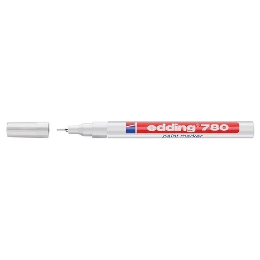Marker permanent cu vopsea EDDING 780, corp aluminiu, 0.8 mm, alb Marker permanent cu vopsea EDDING 780, corp aluminiu, 0.8 mm, alb