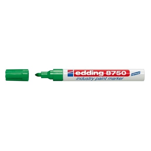 Marker permanent cu vopsea EDDING 8750, corp aluminiu, 2-4 mm, verde Marker permanent cu vopsea EDDING 8750, corp aluminiu, 2-4 mm, verde