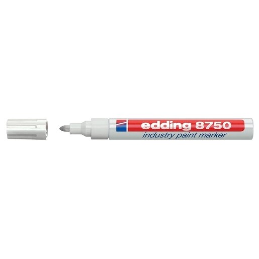 Marker permanent cu vopsea EDDING 8750, corp aluminiu, 2-4 mm, alb Marker permanent cu vopsea EDDING 8750, corp aluminiu, 2-4 mm, alb