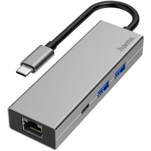 Hub USB Type-C HAMA 200108, USB 3.2, Ethernet, gri Hub USB Type-C HAMA 200108, USB 3.2, Ethernet, gri