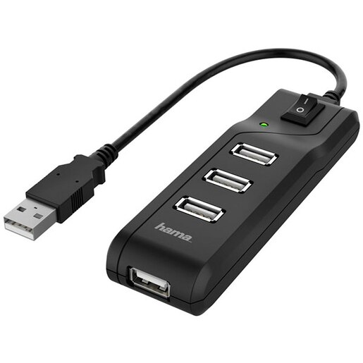 Hub USB HAMA 200118, USB 2.0, comutator switch, negru Hub USB HAMA 200118, USB 2.0, comutator switch, negru