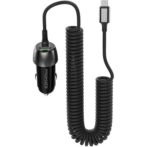 Incarcator auto PROMATE PowerDrive-33PDC, 1xUSB-A, 1xUSB-C Power Delivery 33W, negru Incarcator auto PROMATE PowerDrive-33PDC, 1xUSB-A, 1xUSB-C Power Delivery 33W, negru
