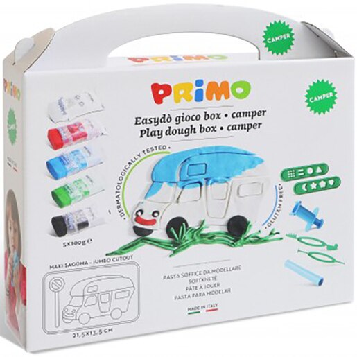 Plastilina PRIMO cu matrita camping MC002913BUC, 5 culori Plastilina PRIMO cu matrita camping MC002913BUC, 5 culori