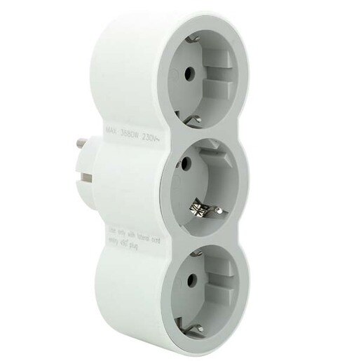 Adaptor priza LEGRAND L694518, 3 prize, alb-gri deschis Adaptor priza LEGRAND L694518, 3 prize, alb-gri deschis