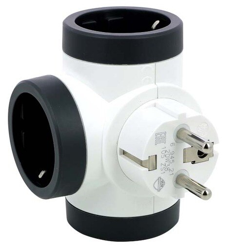 Adaptor priza LEGRAND L694521, 3 prize, alb-gri inchis Adaptor priza LEGRAND L694521, 3 prize, alb-gri inchis