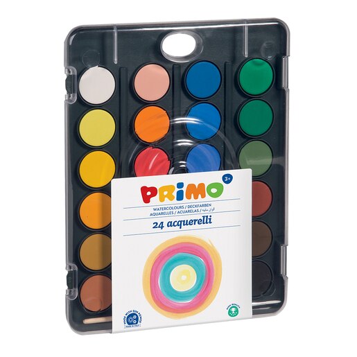Acuarele cu pensula inclusa PRIMO MC001277, Diametru 30 mm, 24 culori Acuarele cu pensula inclusa PRIMO MC001277, Diametru 30 mm, 24 culori