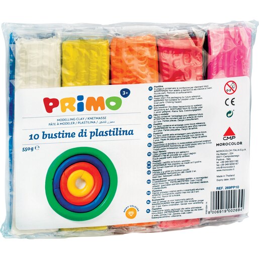 Plastilina PRIMO MC15533, 550g, 10 culori Plastilina PRIMO MC15533, 550g, 10 culori