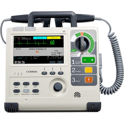 Defibrilator configutatie standard COMEN S5, Acumulator Li-Ion, IBP, printer, crem Defibrilator configutatie standard COMEN S5, Acumulator Li-Ion, IBP, printer, crem