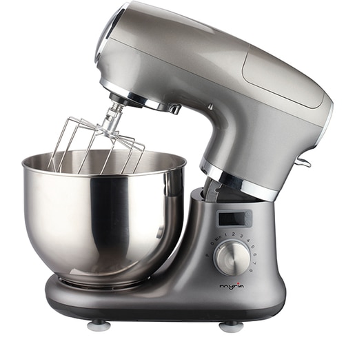 Mixer cu bol MYRIA MY4452, 5.5l, 1000W, 8 trepte viteza, argintiu-bej Mixer cu bol MYRIA MY4452, 5.5l, 1000W, 8 trepte viteza, argintiu-bej