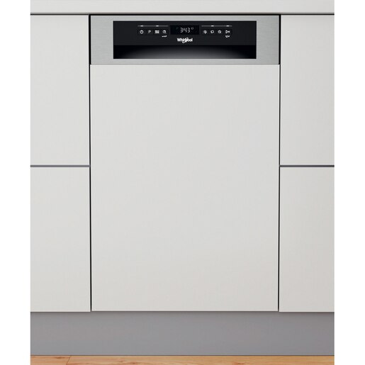 Masina de spalat vase semi-incorporabila WHIRLPOOL WSBO3O34PFX, 6th sense, 10 seturi, 8 programe, 45 cm, Clasa D, inox Masina de spalat vase semi-incorporabila WHIRLPOOL WSBO3O34PFX, 6th sense, 10 seturi, 8 programe, 45 cm, Clasa D, inox