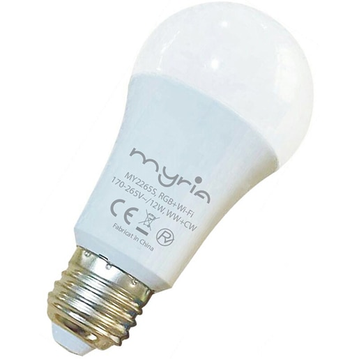 Bec LED Smart MYRIA MY2265S, E27, 12W, Bluetooth, Dimabil, Wi-Fi, lumina variabila, compatibil Alexa, Google Assistant Bec LED Smart MYRIA MY2265S, E27, 12W, Bluetooth, Dimabil, Wi-Fi, lumina variabila, compatibil Alexa, Google Assistant