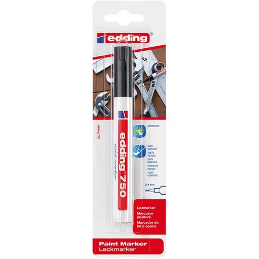 Marker permanent cu vopsea EDDING 750, corp metalic, 2-4 mm, negru Marker permanent cu vopsea EDDING 750, corp metalic, 2-4 mm, negru