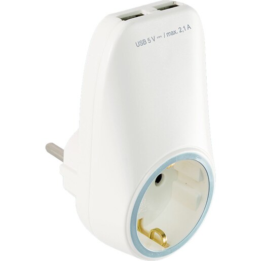 Adaptor priza HOME NV 2100 USB, 2x USB, alb Adaptor priza HOME NV 2100 USB, 2x USB, alb