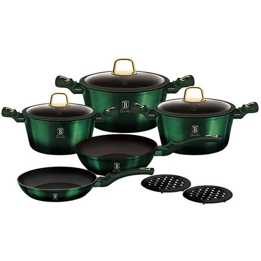 Set vase BERLINGER HAUS Emerald BH/6065, 10 piese, 1-6.1l, 20-28cm, aluminiu, verde Set vase BERLINGER HAUS Emerald BH/6065, 10 piese, 1-6.1l, 20-28cm, aluminiu, verde