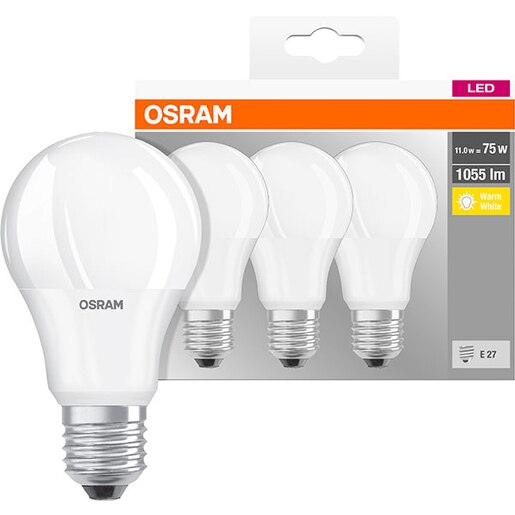 Set 3 becuri LED OSRAM A75, E27, 10W, lumina calda Set 3 becuri LED OSRAM A75, E27, 10W, lumina calda
