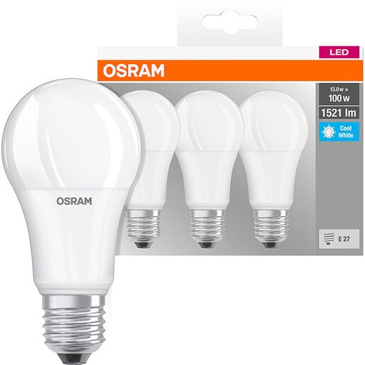 Set 3 becuri LED OSRAM A100, E27, 13W, lumina neutra Set 3 becuri LED OSRAM A100, E27, 13W, lumina neutra