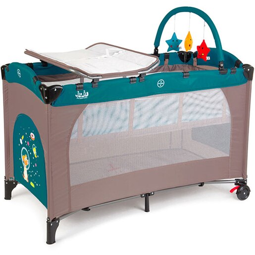 Patut JUJU Sleepy Baby - Space Doggy JU7950, 0 luni+, bej-turcoaz Patut JUJU Sleepy Baby - Space Doggy JU7950, 0 luni+, bej-turcoaz