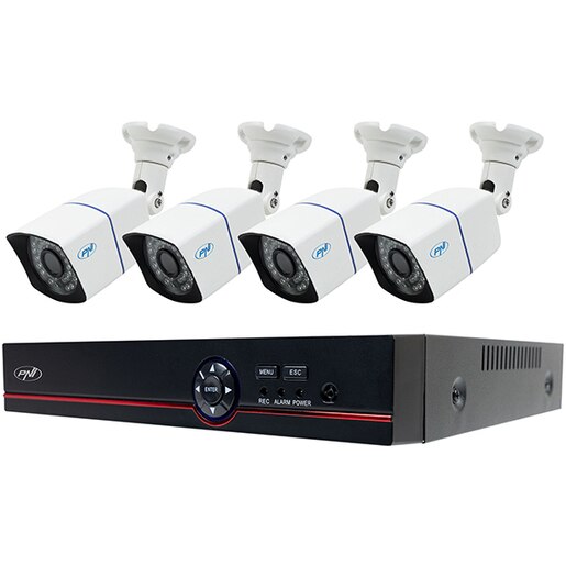Kit supraveghere video PNI House PTZ1500, 4 camere UHD 1920p, DVR, 4 canale, alb-negru Kit supraveghere video PNI House PTZ1500, 4 camere UHD 1920p, DVR, 4 canale, alb-negru