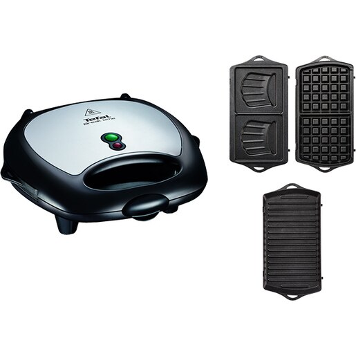 Sandwich maker TEFAL Break Time SW614831, 700W, 3 placi detasabile, negru-argintiu Sandwich maker TEFAL Break Time SW614831, 700W, 3 placi detasabile, negru-argintiu