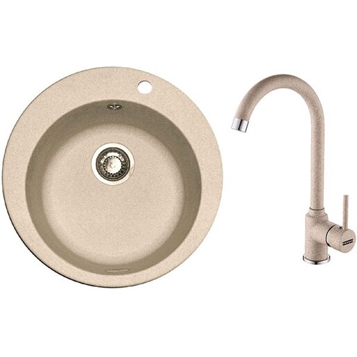 Pachet chiuveta FRANKE ROG 610, 1 cuva, granit + baterie Pola, avena Pachet chiuveta FRANKE ROG 610, 1 cuva, granit + baterie Pola, avena