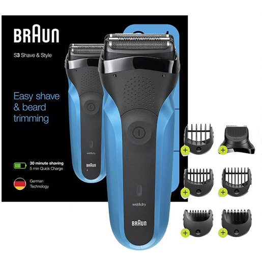 Aparat de ras BRAUN Series 3 Shave&Style 310BT, acumulator, autonomie 30 min, albastru-negru Aparat de ras BRAUN Series 3 Shave&Style 310BT, acumulator, autonomie 30 min, albastru-negru