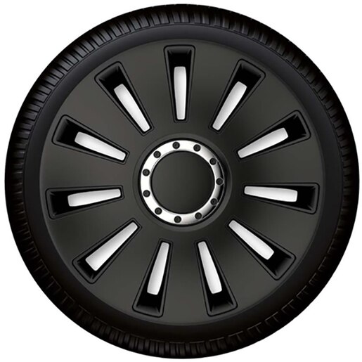 Set capace roata PETEX Silverstone Pro Black, 15" Set capace roata PETEX Silverstone Pro Black, 15"