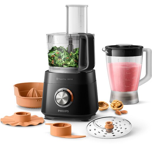 Robot de bucatarie PHILIPS Viva Collection HR7510/10, vas 2.1l, blender 1.5l, 800W, 2 trepte viteza, negru-maro Robot de bucatarie PHILIPS Viva Collection HR7510/10, vas 2.1l, blender 1.5l, 800W, 2 trepte viteza, negru-maro