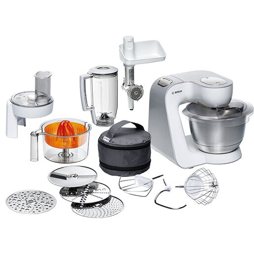 Robot de bucatarie BOSCH MUM58259, vas 3.9l, blender 1.25l, 1000W, 7 trepte viteza, alb-argintiu Robot de bucatarie BOSCH MUM58259, vas 3.9l, blender 1.25l, 1000W, 7 trepte viteza, alb-argintiu