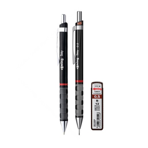 Set creion mecanic + Pix + mina ROTRING TikkyIII Original, 0.5 mm, negru Set creion mecanic + Pix + mina ROTRING TikkyIII Original, 0.5 mm, negru