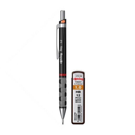 Set creion mecanic + mina ROTRING TikkyIII Original, 0.9 mm, negru Set creion mecanic + mina ROTRING TikkyIII Original, 0.9 mm, negru