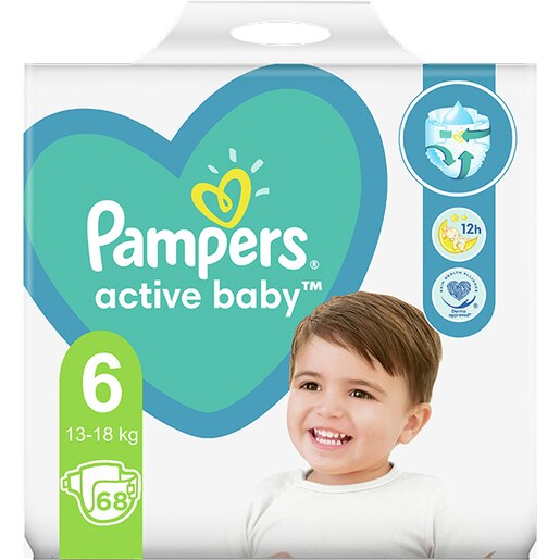 Scutece PAMPERS Active Baby Mega Box nr 6, Unisex, 13-18 kg, 96 buc Scutece PAMPERS Active Baby Mega Box nr 6, Unisex, 13-18 kg, 96 buc