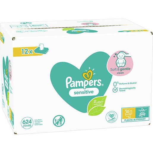Servetele umede PAMPERS Sensitive, 12 pachete, 624 buc Servetele umede PAMPERS Sensitive, 12 pachete, 624 buc