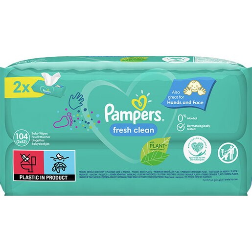 Servetele umede PAMPERS Fresh Clean, 2 pachete, 104buc Servetele umede PAMPERS Fresh Clean, 2 pachete, 104buc