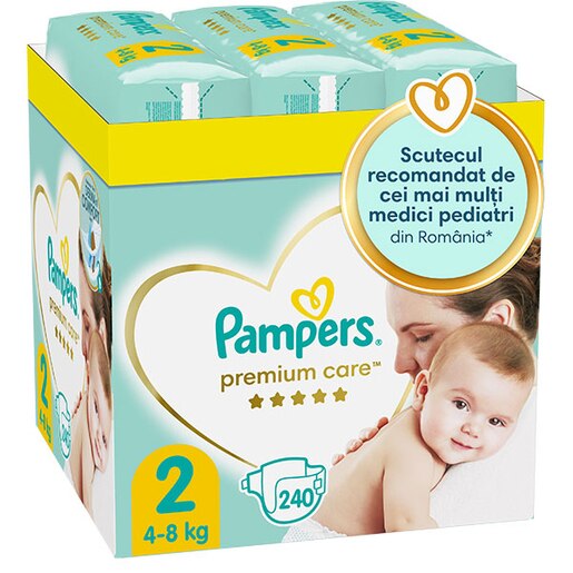Scutece PAMPERS Premium Care XXL Box nr 2, Unisex, 4-8 kg, 240 buc Scutece PAMPERS Premium Care XXL Box nr 2, Unisex, 4-8 kg, 240 buc