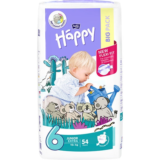 Scutece HAPPY Junior Extra nr 6, Unisex, 16+ kg, 54 buc Scutece HAPPY Junior Extra nr 6, Unisex, 16+ kg, 54 buc