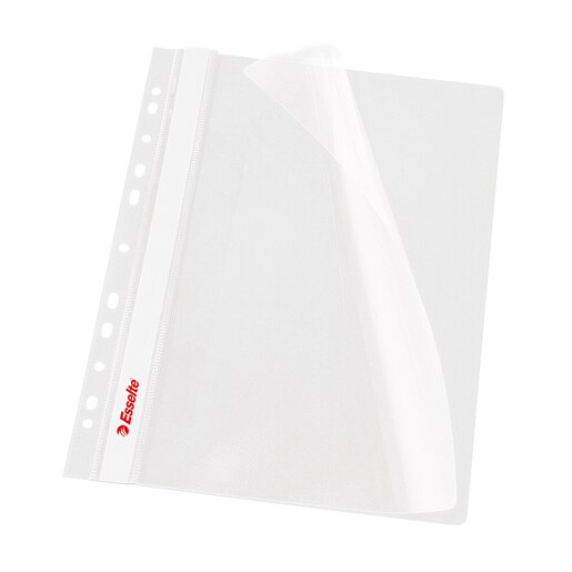 Dosar cu sina ESSELTE, A4, plastic, 10 bucati, alb Dosar cu sina ESSELTE, A4, plastic, 10 bucati, alb