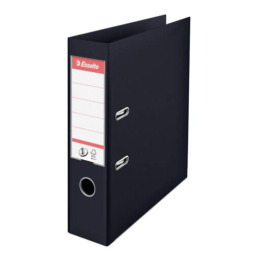 Biblioraft plastifiat ESSELTE Standard, A4, 75 mm, negru Biblioraft plastifiat ESSELTE Standard, A4, 75 mm, negru