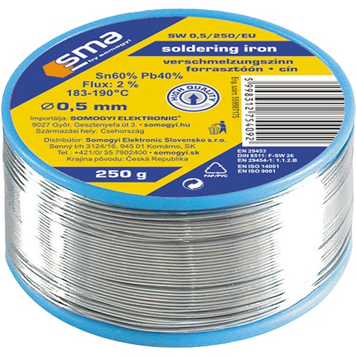 Cositor cu sacaz SMA SW 0,5/250, 0.5mm, 250g Cositor cu sacaz SMA SW 0,5/250, 0.5mm, 250g